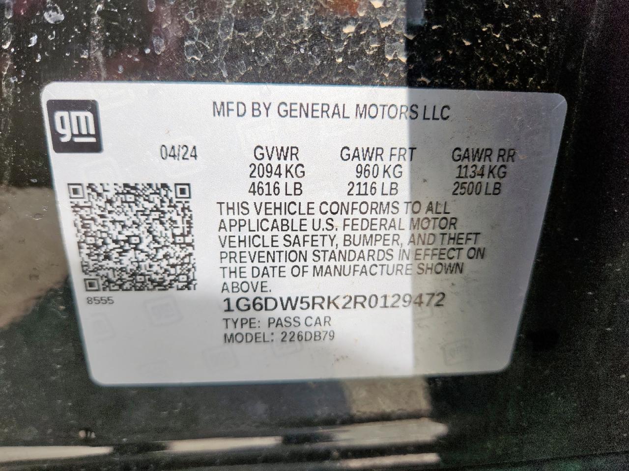 2024 Cadillac Ct5 Luxury VIN: 1G6DW5RK2R0129472 Lot: 58198715