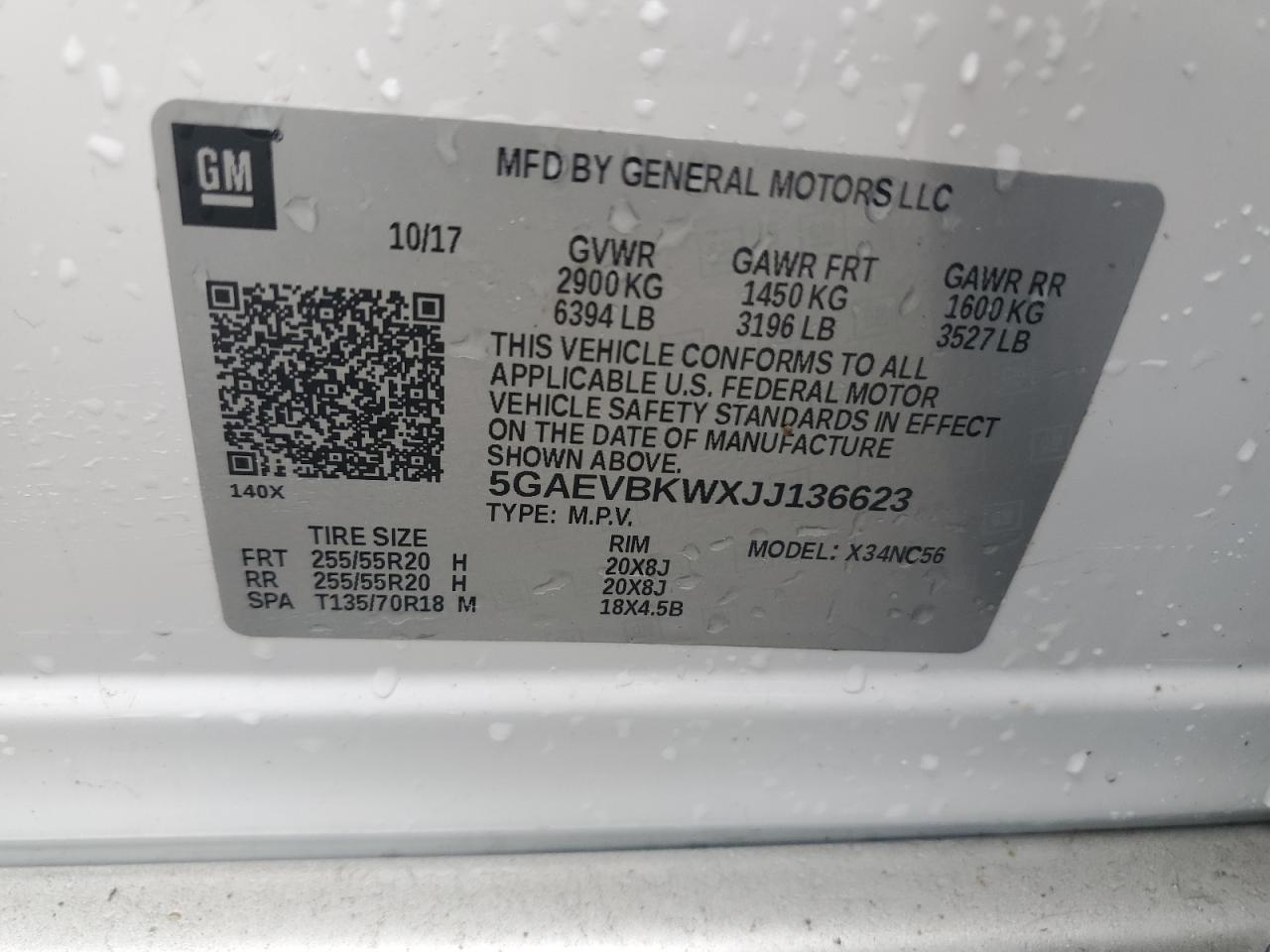 2018 Buick Enclave Premium VIN: 5GAEVBKWXJJ136623 Lot: 56946375