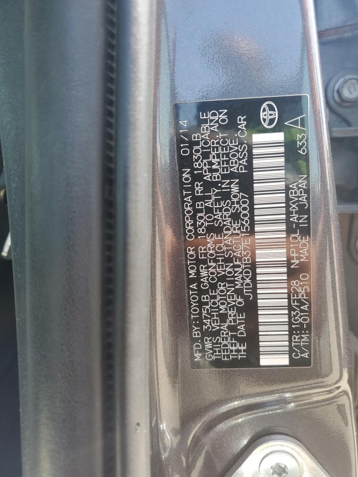2014 Toyota Prius C VIN: JTDKDTB37E1560007 Lot: 57527995
