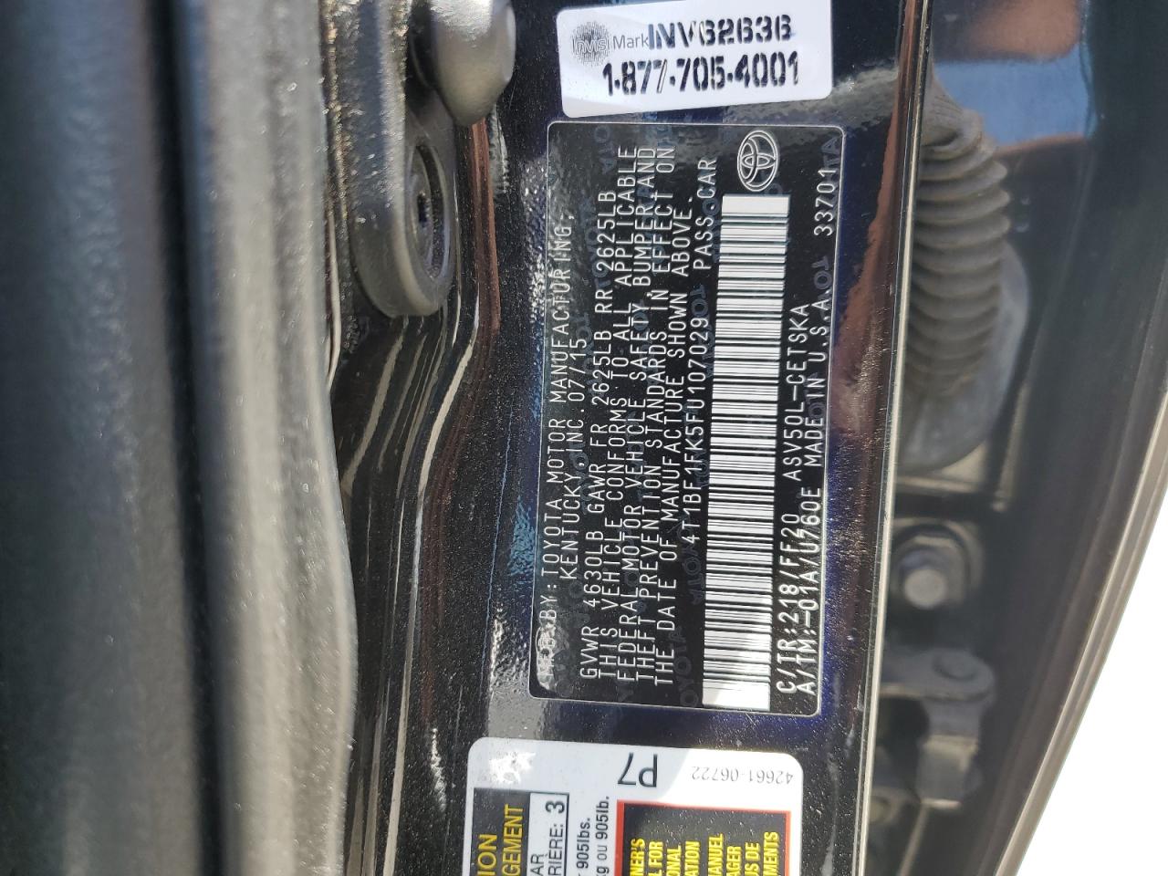 2015 Toyota Camry Le VIN: 4T1BF1FK5FU107029 Lot: 57495645
