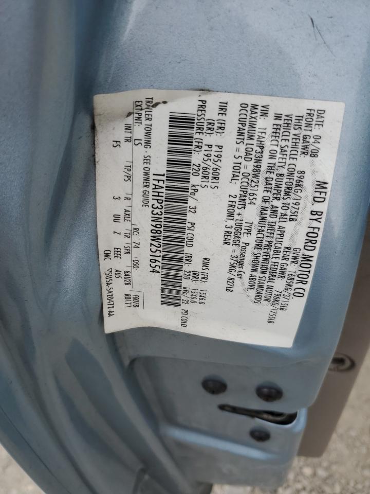 2008 Ford Focus Se VIN: 1FAHP33N98W251654 Lot: 56978845
