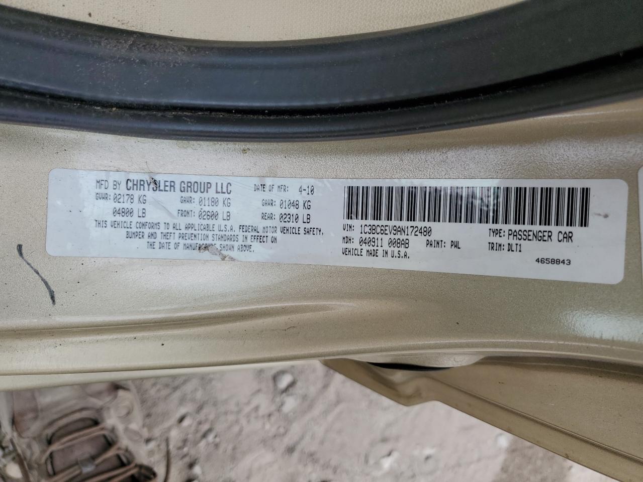 2010 Chrysler Sebring Limited VIN: 1C3BC6EV9AN172480 Lot: 56551775