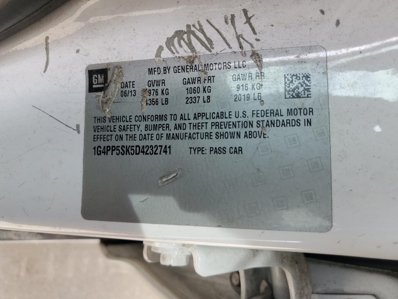 2013 Buick Verano VIN: 1G4PP5SK5D4232741 Lot: 56751575
