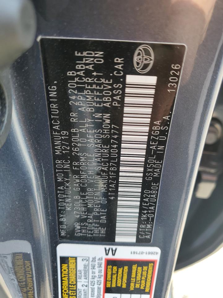 2020 Toyota Avalon Xle VIN: 4T1AZ1FB7LU047477 Lot: 58809255