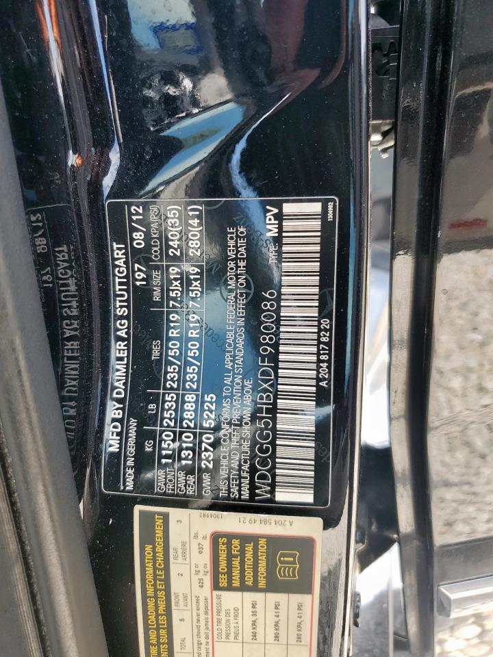 2013 Mercedes-Benz Glk 350 VIN: WDCGG5HBXDF980086 Lot: 57512815