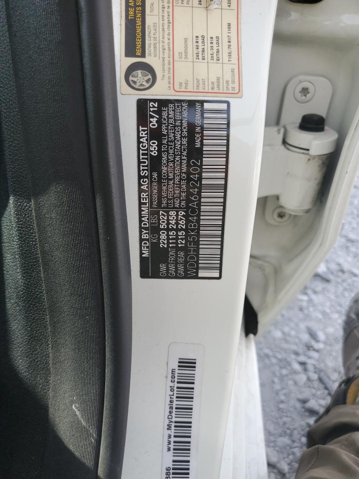 2012 Mercedes-Benz E 350 VIN: WDDHF5KB4CA642402 Lot: 54812785