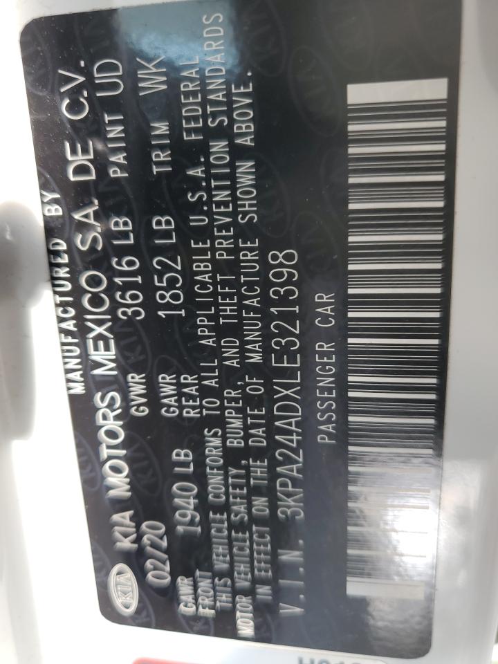 2020 Kia Rio Lx VIN: 3KPA24ADXLE321398 Lot: 56137285