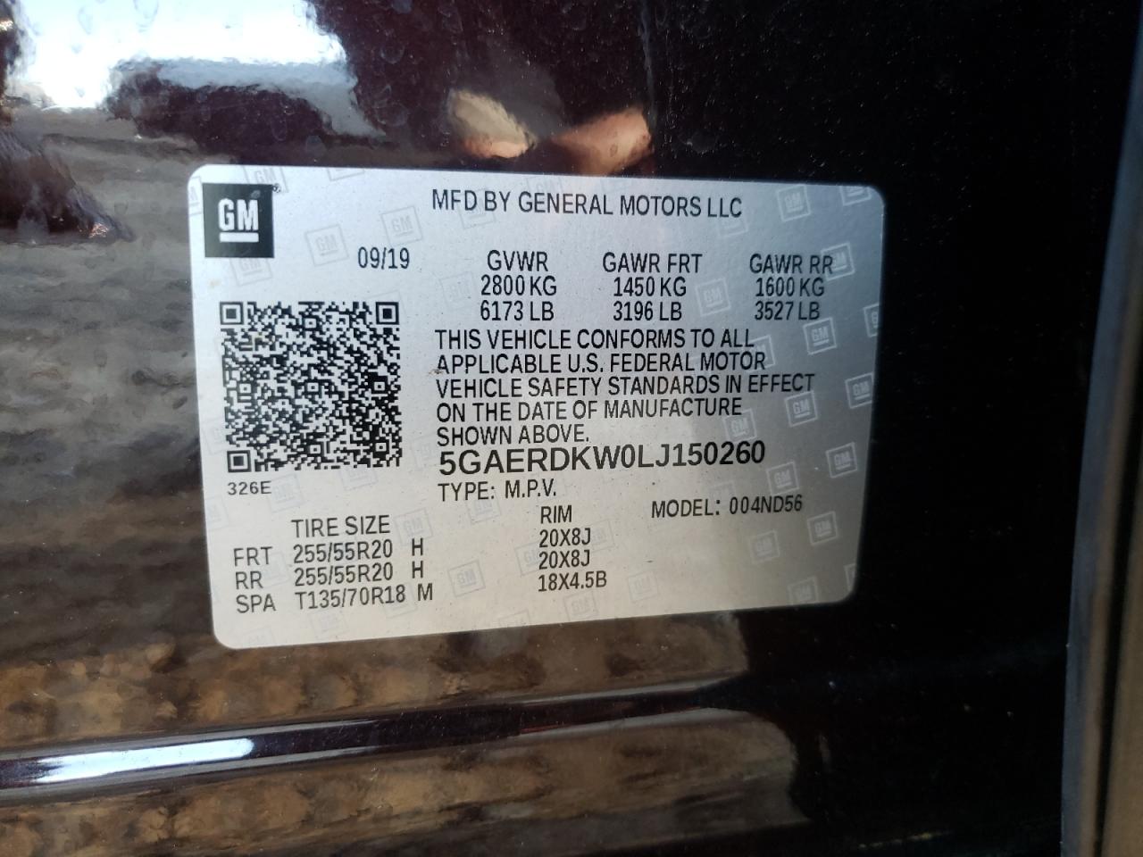 2020 Buick Enclave Avenir VIN: 5GAERDKW0LJ150260 Lot: 56832905