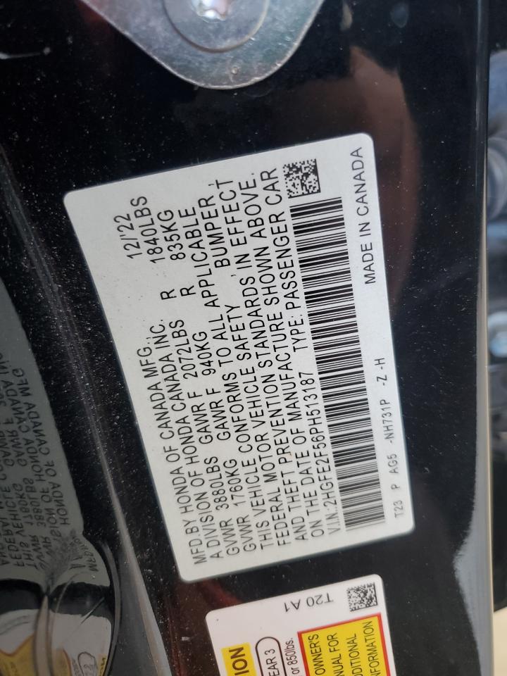 2023 Honda Civic Sport VIN: 2HGFE2F56PH513187 Lot: 56927585