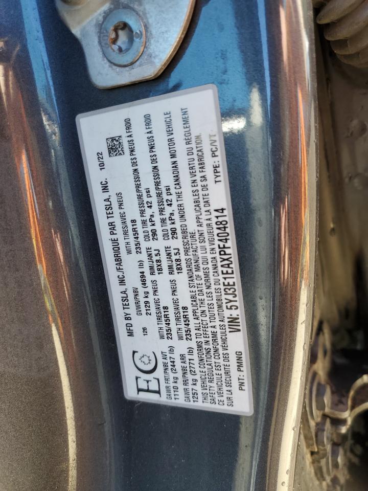 2023 Tesla Model 3 VIN: 5YJ3E1EAXPF404814 Lot: 56857105