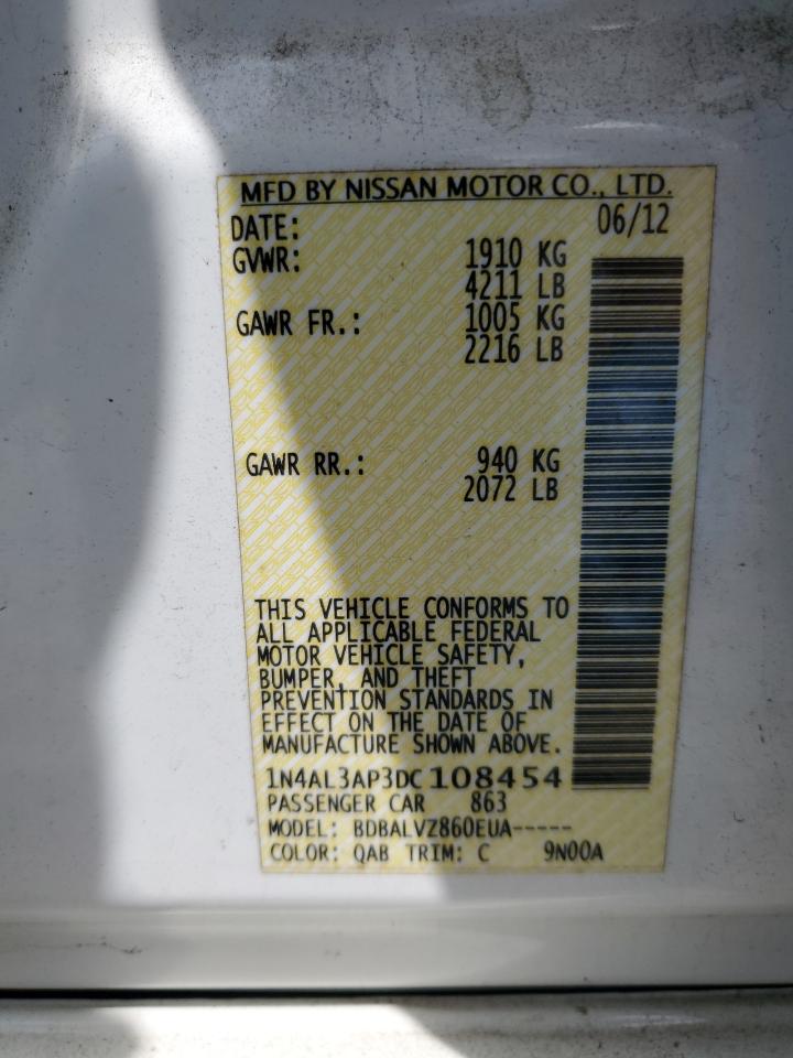 2013 Nissan Altima 2.5 VIN: 1N4AL3AP3DC108454 Lot: 56120505