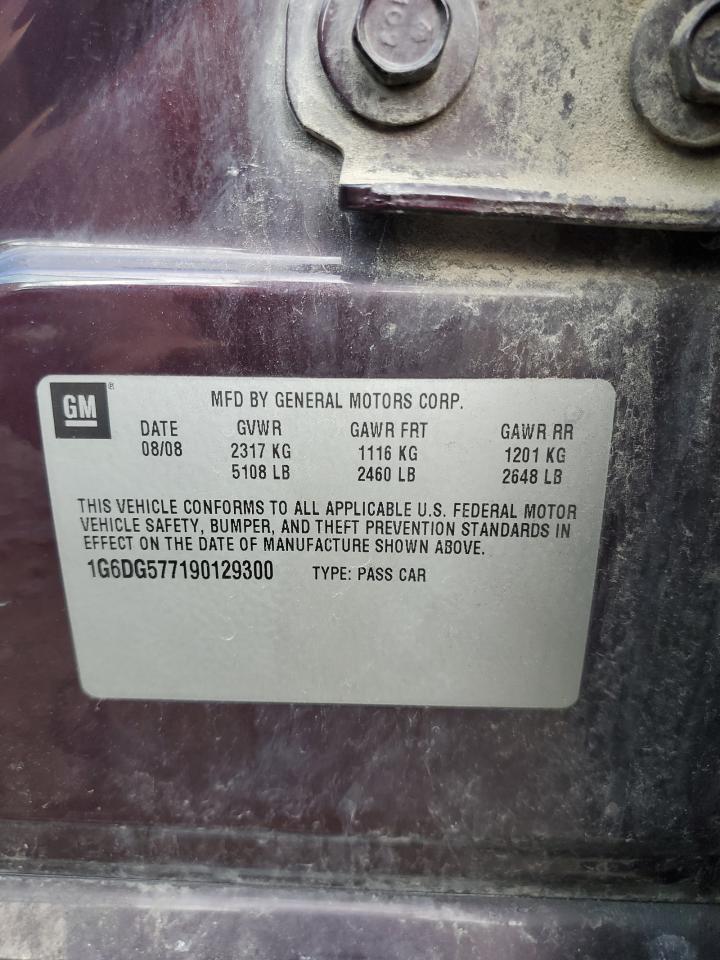 2009 Cadillac Cts VIN: 1G6DG577190129300 Lot: 55802785