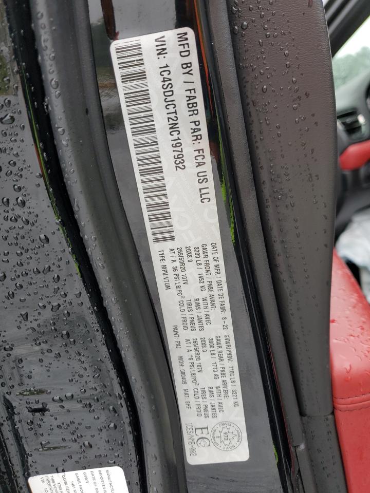 2022 Dodge Durango R/T VIN: 1C4SDJCT2NC197932 Lot: 58446285