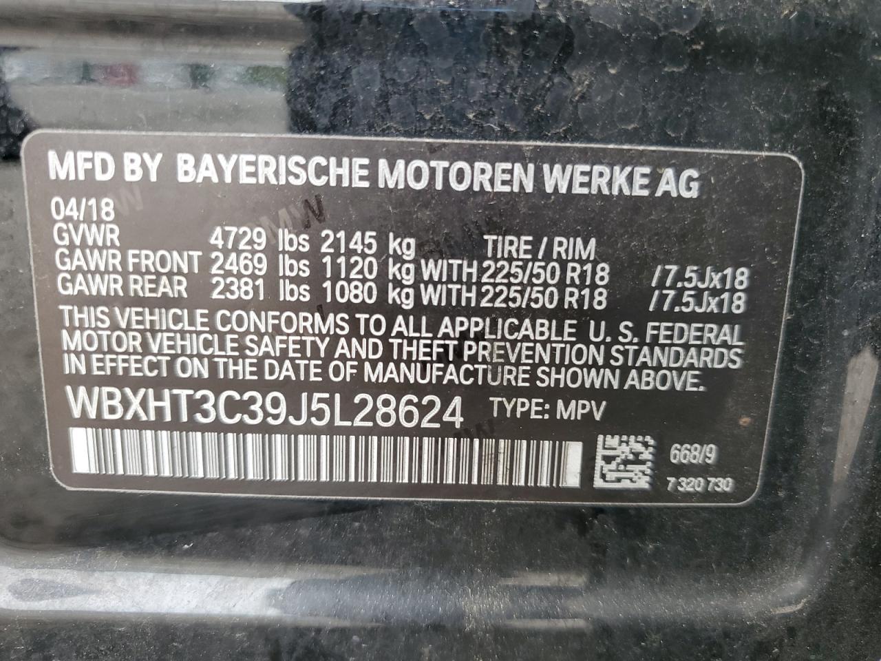 2018 BMW X1 xDrive28I VIN: WBXHT3C39J5L28624 Lot: 56358725