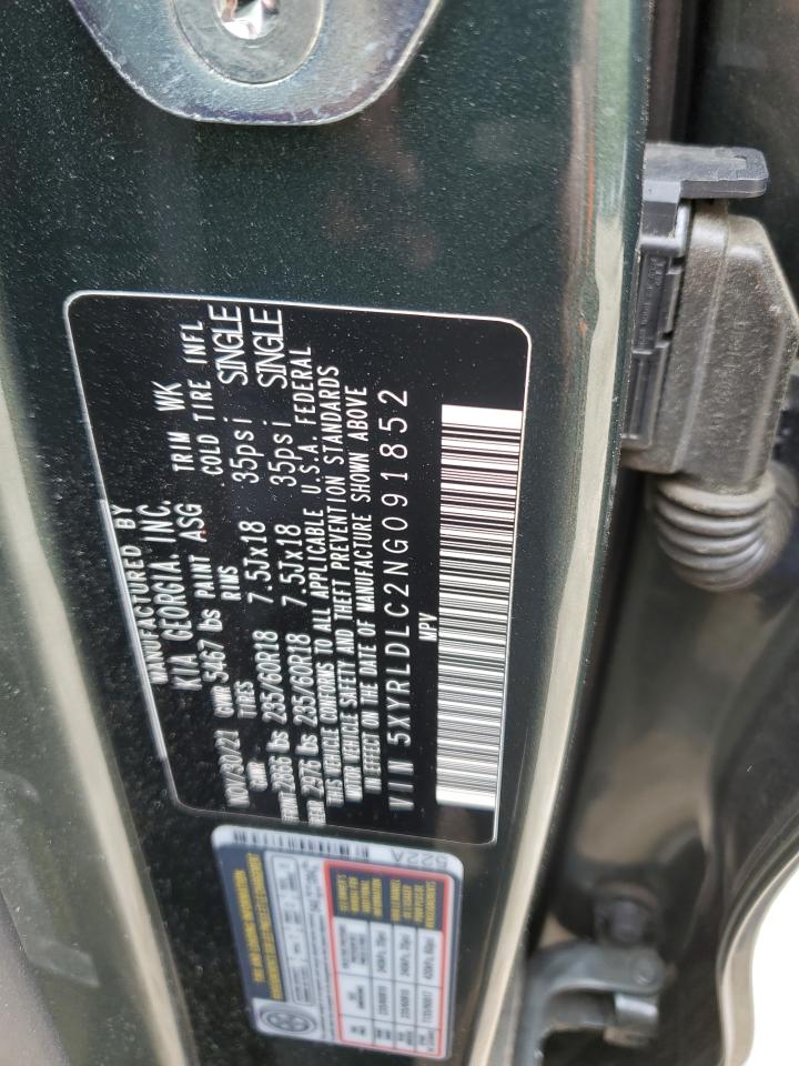 2022 Kia Sorento S VIN: 5XYRLDLC2NG091852 Lot: 57837625