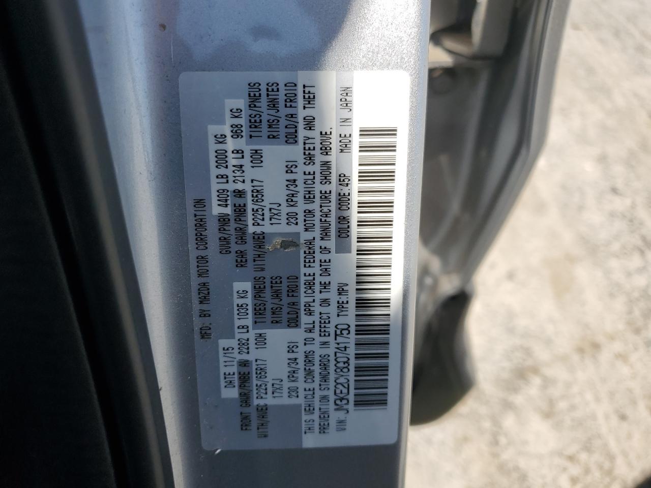 2016 Mazda Cx-5 Touring VIN: JM3KE2CY8G0741750 Lot: 56970765