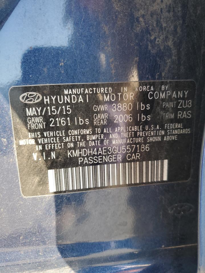 2016 Hyundai Elantra Se VIN: KMHDH4AE3GU557186 Lot: 56942965