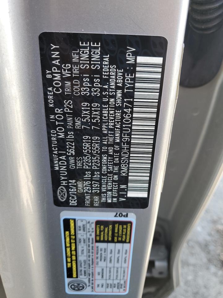 2015 Hyundai Santa Fe Gls VIN: KM8SNDHF9FU106471 Lot: 56202915