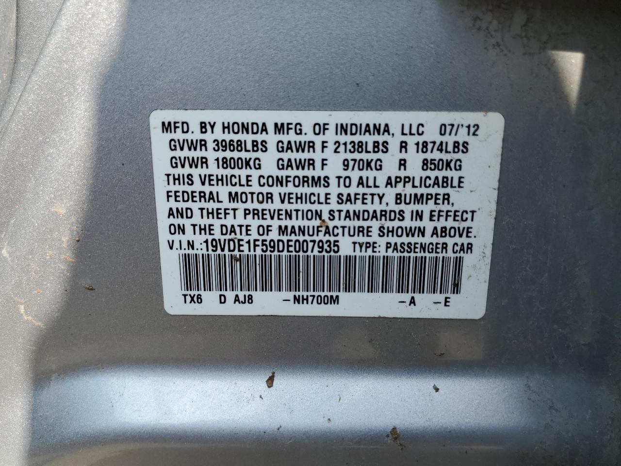 2013 Acura Ilx 20 Premium VIN: 19VDE1F59DE007935 Lot: 57168225