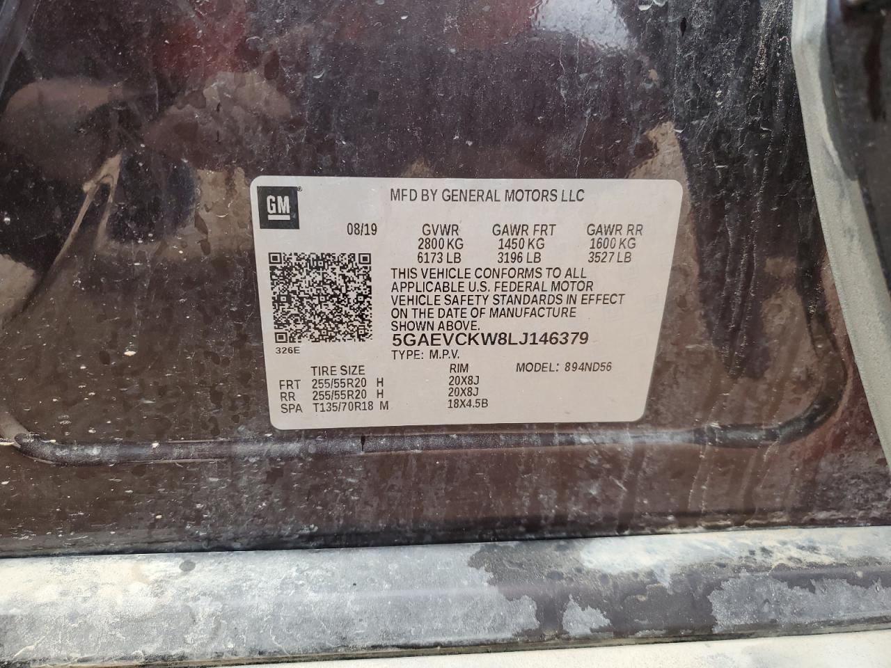 2020 Buick Enclave Avenir VIN: 5GAEVCKW8LJ146379 Lot: 56064305