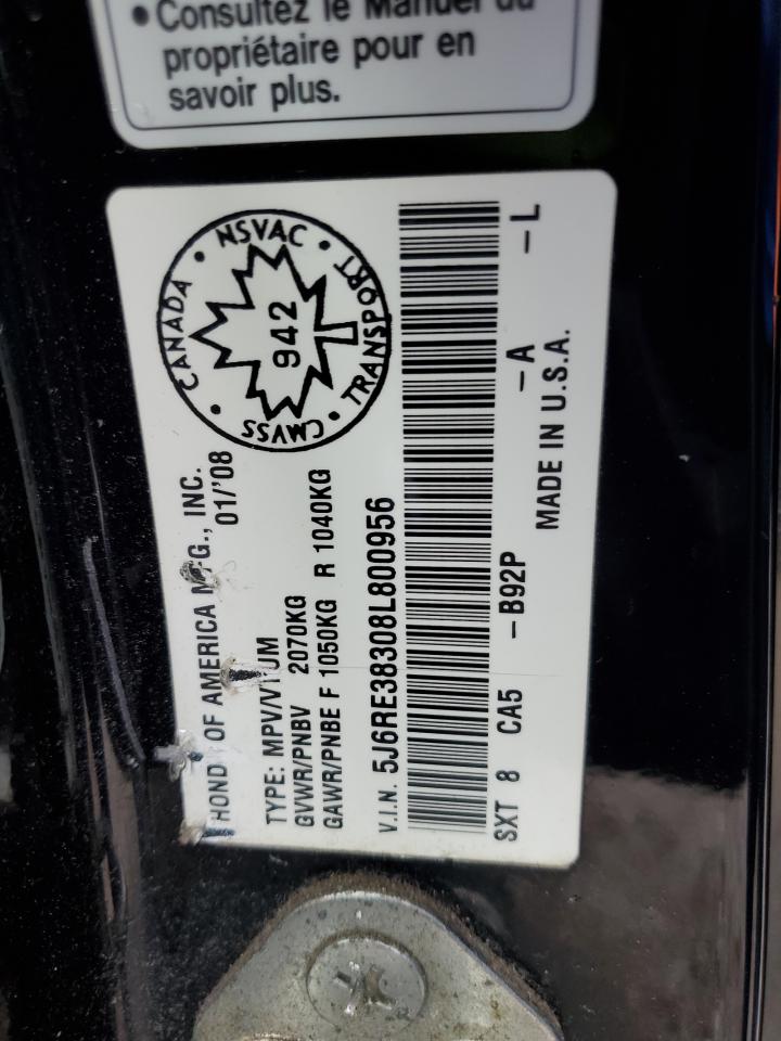 2008 Honda Cr-V Lx VIN: 5J6RE38308L800956 Lot: 55824985