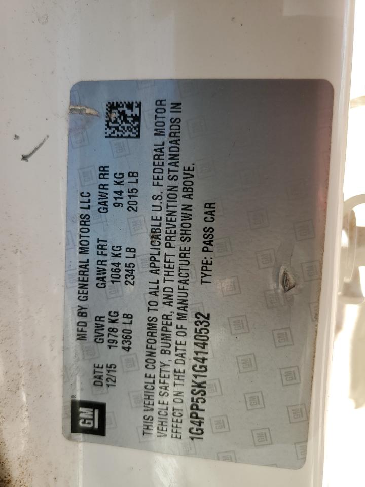 2016 Buick Verano VIN: 1G4PP5SK1G4140532 Lot: 56499235