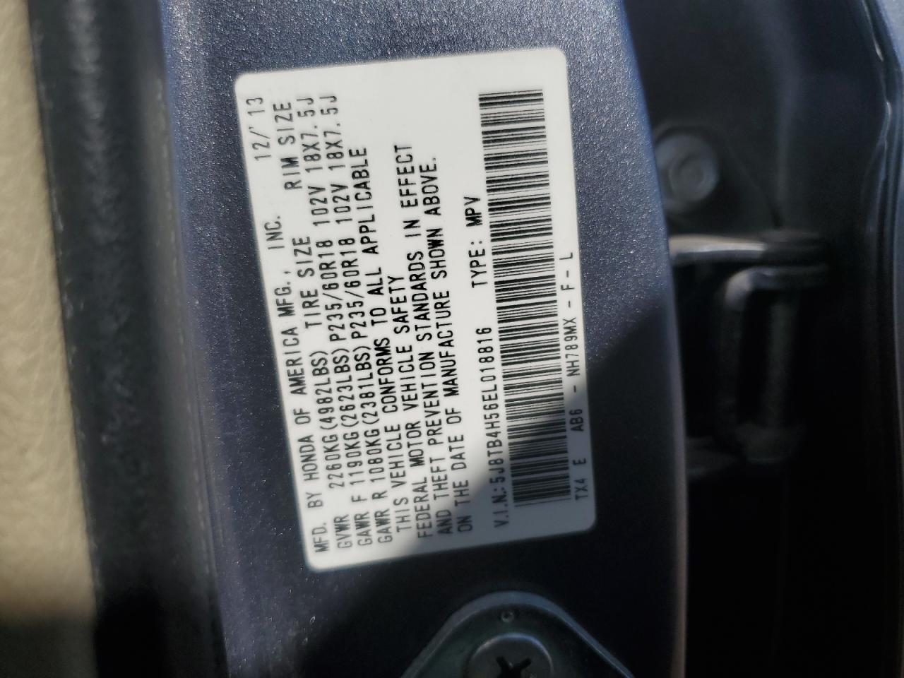 2014 Acura Rdx Technology VIN: 5J8TB4H56EL018816 Lot: 56471175