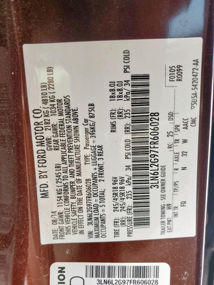 2015 Lincoln Mkz VIN: 3LN6L2G97FR606028 Lot: 55338825