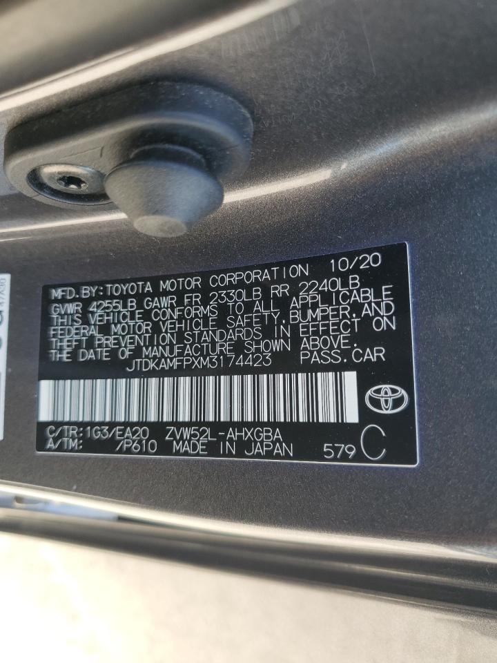2021 Toyota Prius Prime Le VIN: JTDKAMFPXM3174423 Lot: 57614925