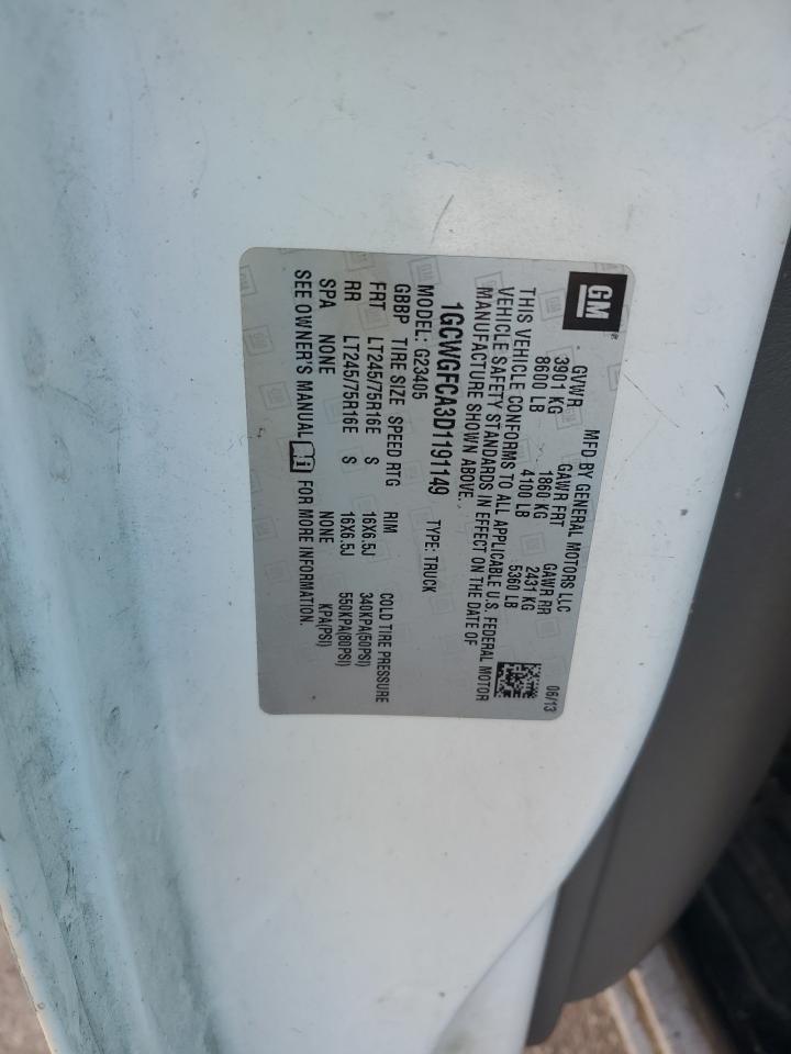 2013 Chevrolet Express G2500 VIN: 1GCWGFCA3D1191149 Lot: 58049265