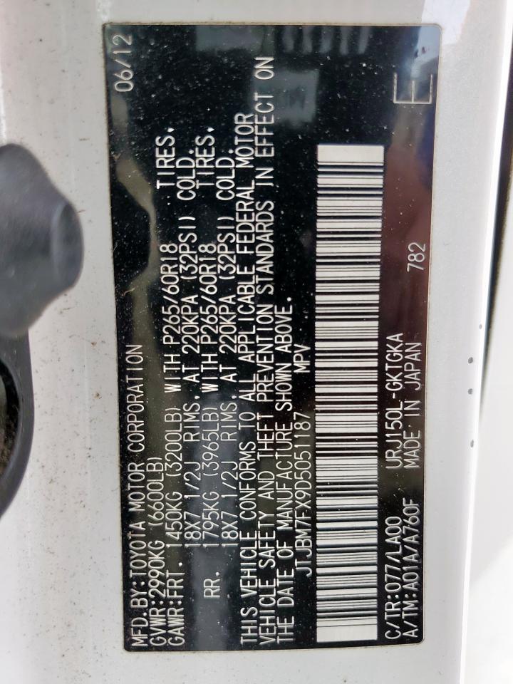 2013 Lexus Gx 460 VIN: JTJBM7FX9D5051187 Lot: 57277365