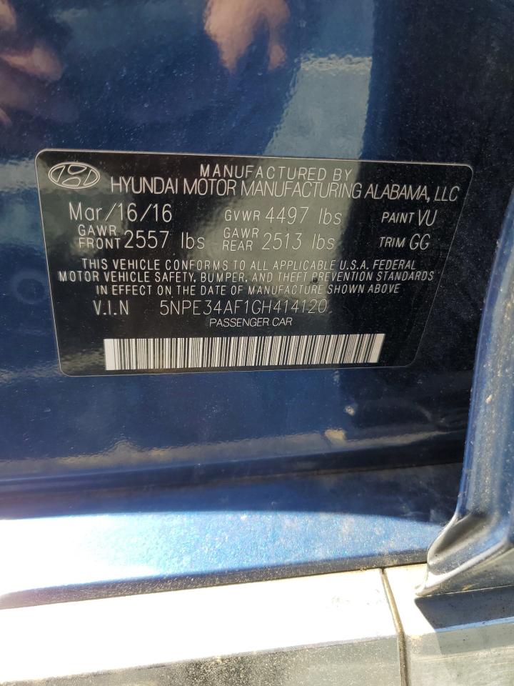 2016 Hyundai Sonata Sport VIN: 5NPE34AF1GH414120 Lot: 57830235