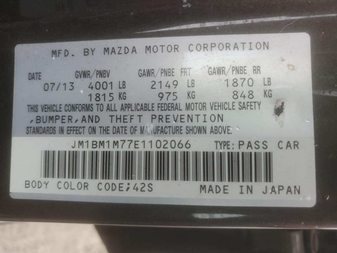 2014 Mazda 3 Grand Touring VIN: JM1BM1M77E1102066 Lot: 57972385