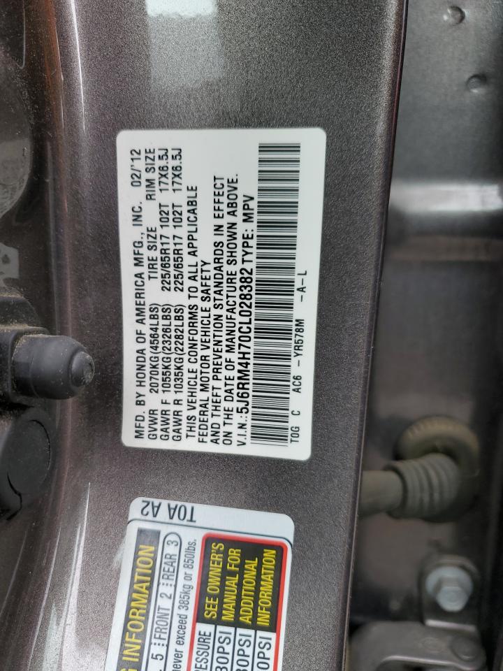 2012 Honda Cr-V Exl VIN: 5J6RM4H70CL028382 Lot: 57098055