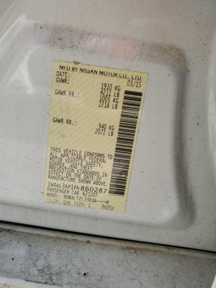 2015 Nissan Altima 2.5 VIN: 1N4AL3AP1FN860287 Lot: 56985115