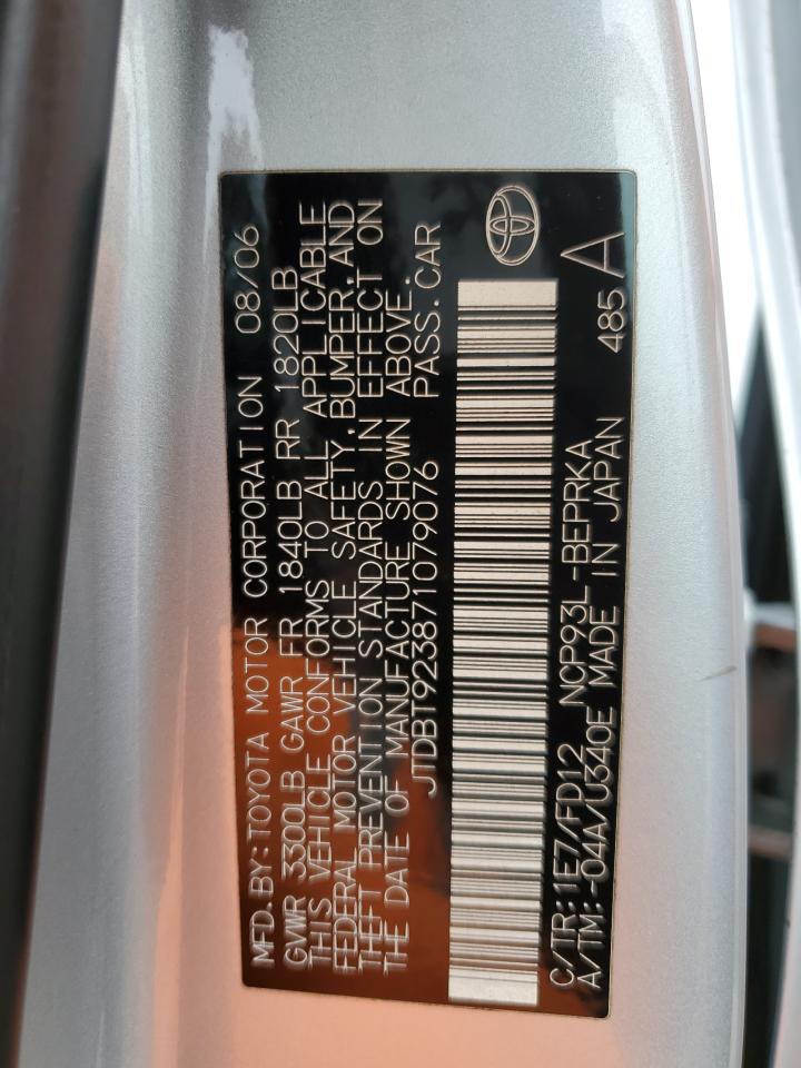 2007 Toyota Yaris VIN: JTDBT923871079076 Lot: 58367755