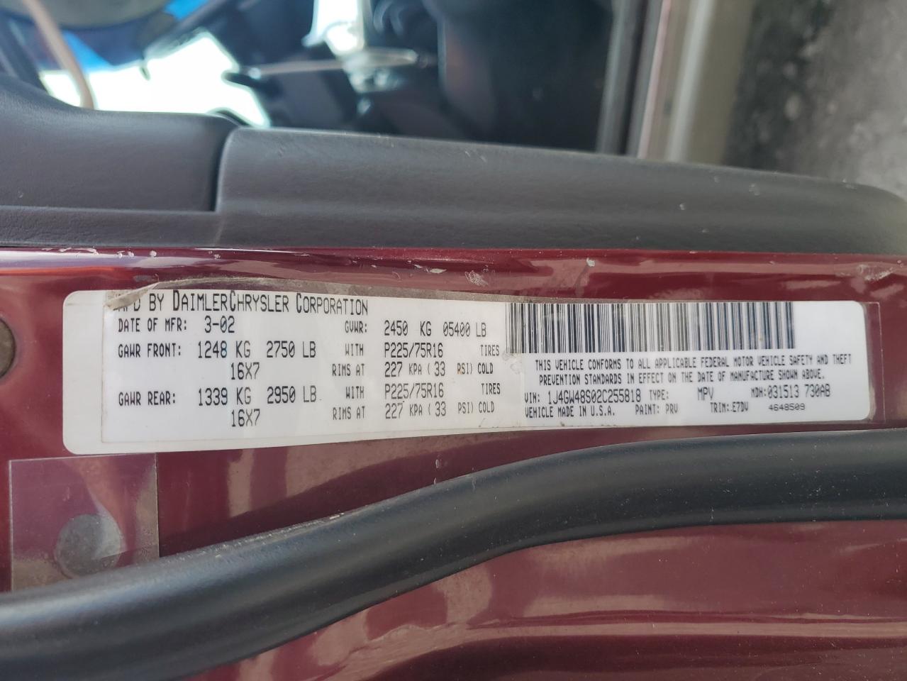 2002 Jeep Grand Cherokee Laredo VIN: 1J4GW48S02C255818 Lot: 56499765