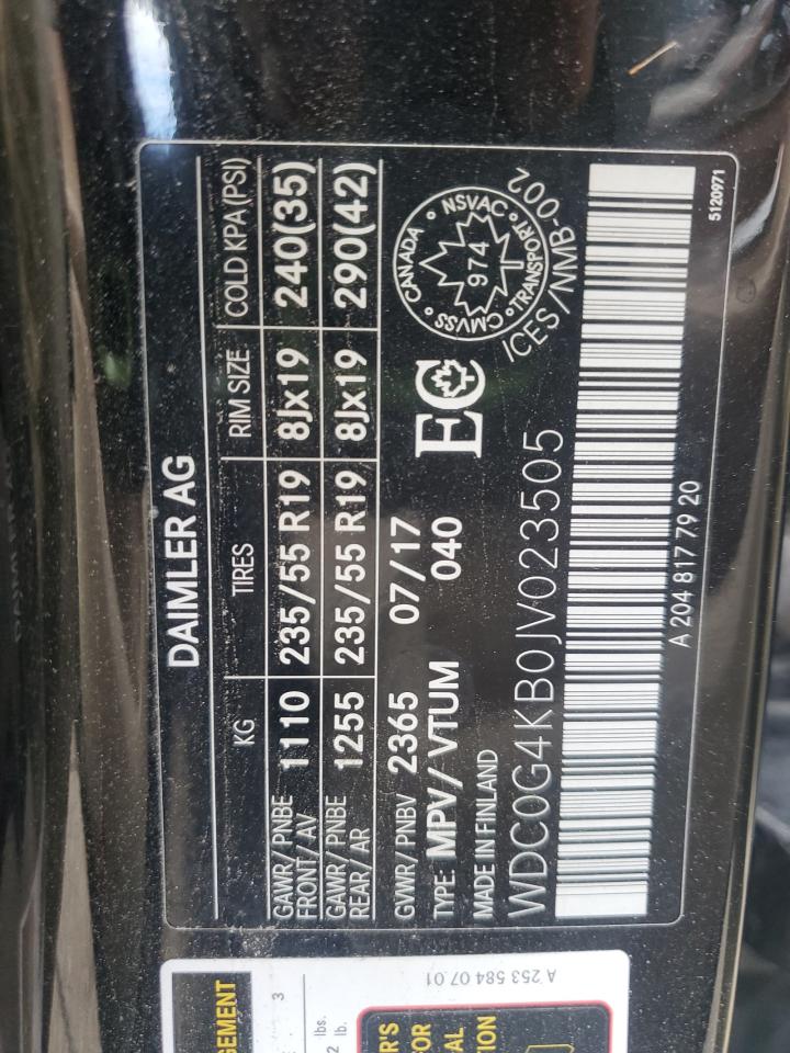 2018 Mercedes-Benz Glc 300 4Matic VIN: WDC0G4KB0JV023505 Lot: 55127515