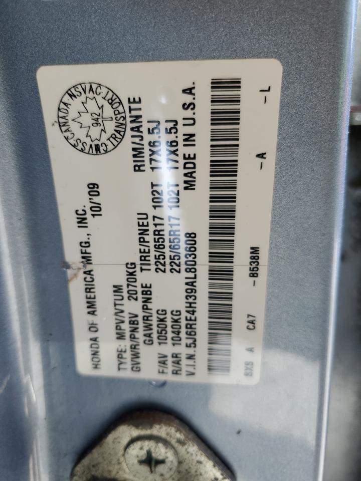 2010 Honda Cr-V Lx VIN: 5J6RE4H39AL803608 Lot: 54206825