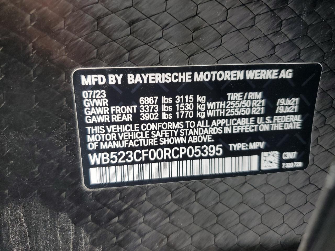 2024 BMW Ix xDrive50 VIN: WB523CF00RCP05395 Lot: 55465395