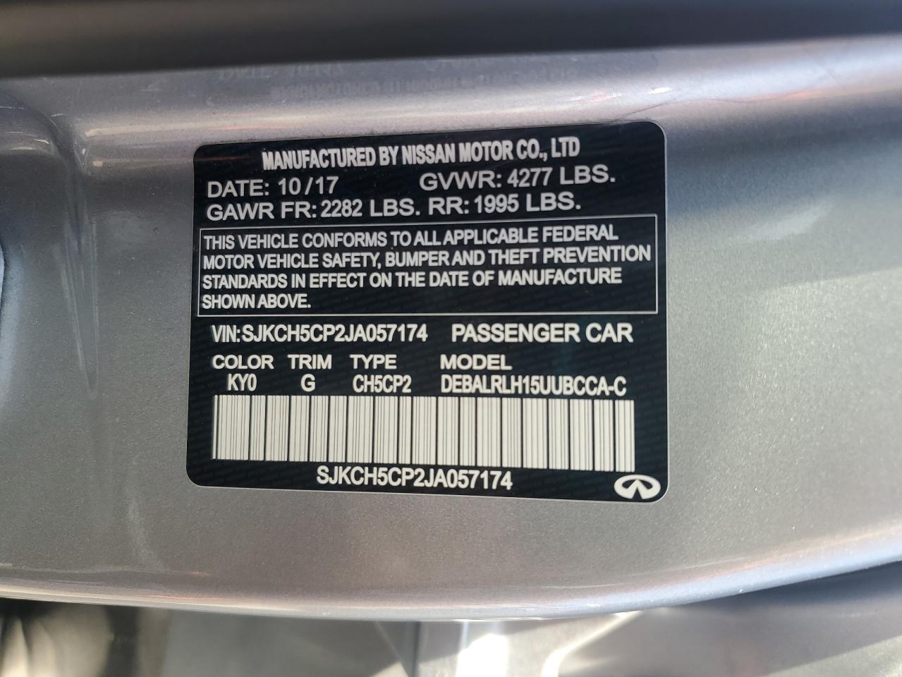 2018 Infiniti Qx30 Base VIN: SJKCH5CP2JA057174 Lot: 55574085