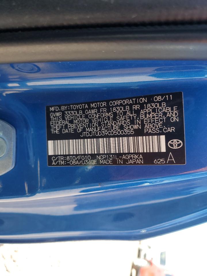 2012 Toyota Yaris VIN: JTDJTUD39CD500355 Lot: 56988885