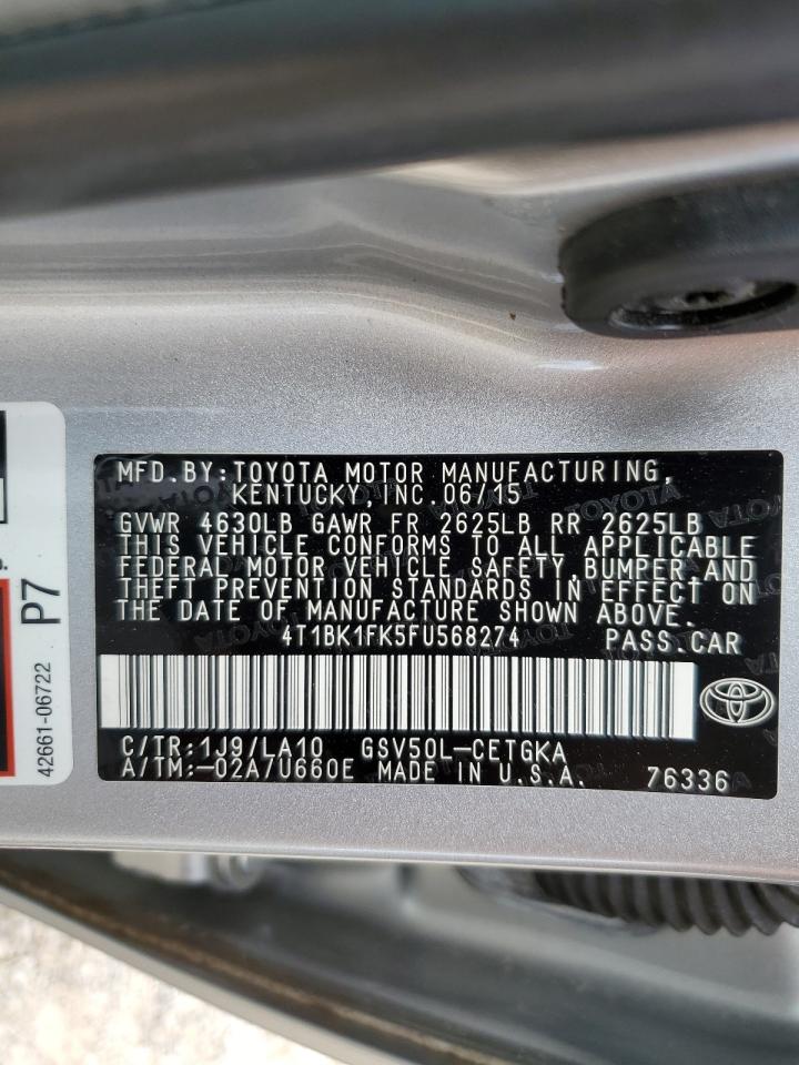 2015 Toyota Camry Xse VIN: 4T1BK1FK5FU568274 Lot: 56464115