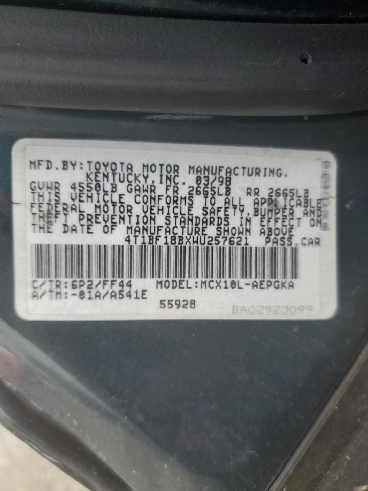 1998 Toyota Avalon Xl VIN: 4T1BF18BXWU257621 Lot: 57071025