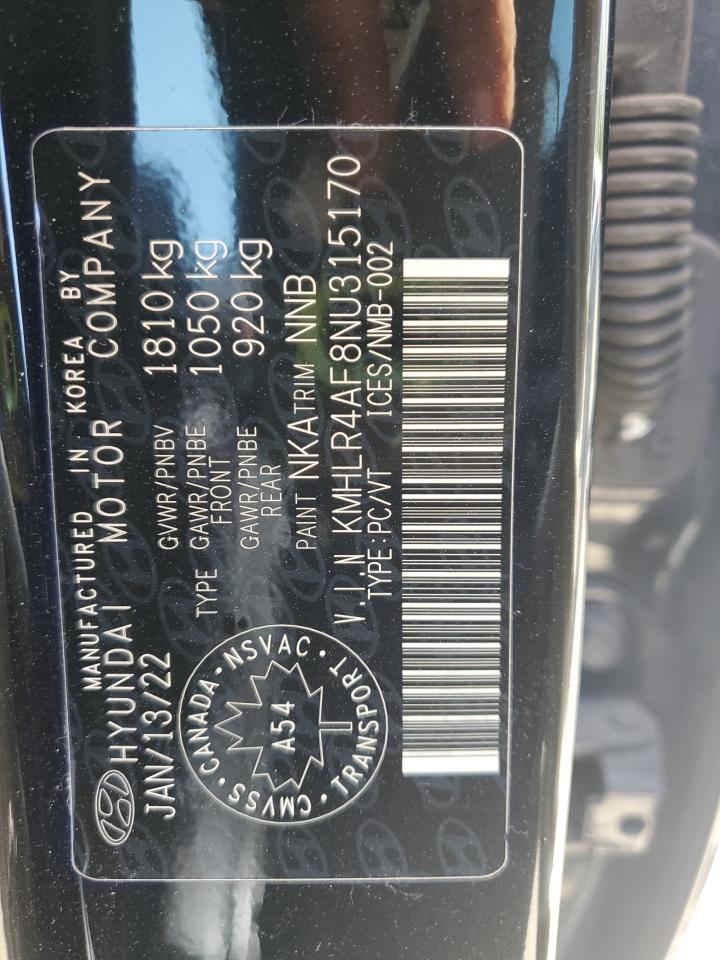 2022 Hyundai Elantra N Line VIN: KMHLR4AF8NU315170 Lot: 56543655