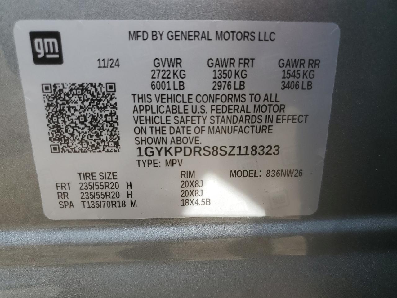 2025 Cadillac Xt6 Premium Luxury VIN: 1GYKPDRS8SZ118323 Lot: 56156145