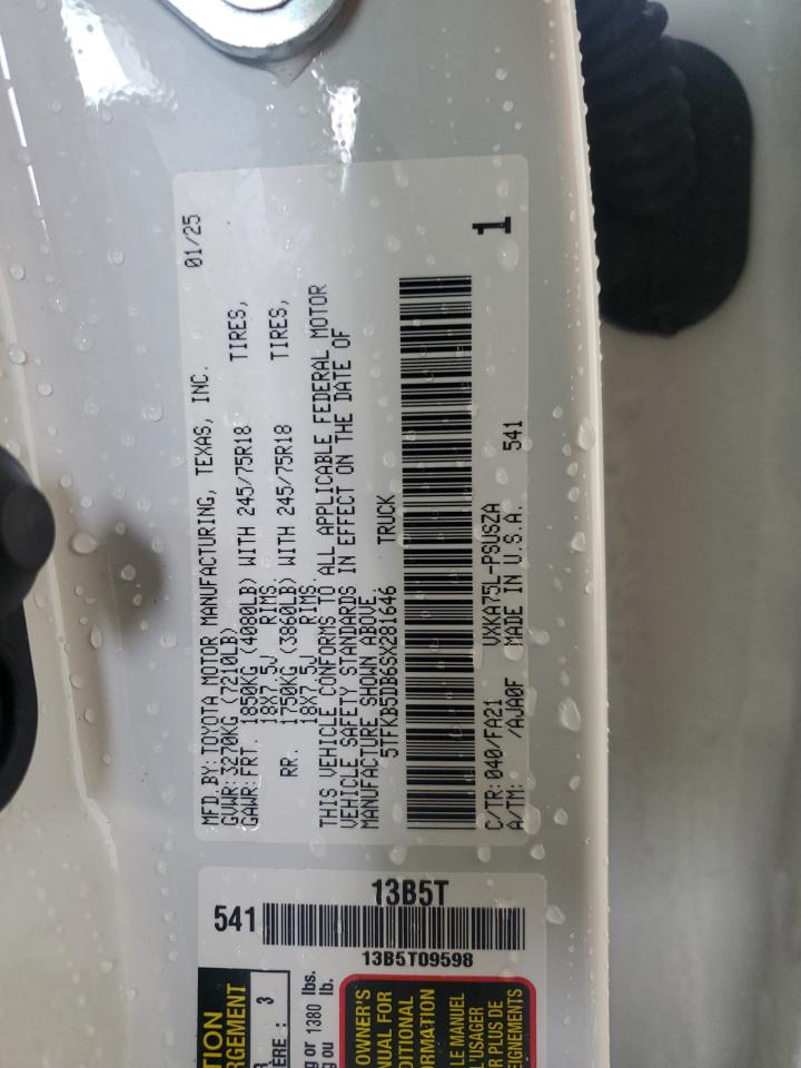2025 Toyota Tundra Crewmax Sr VIN: 5TFKB5DB6SX281646 Lot: 58299855