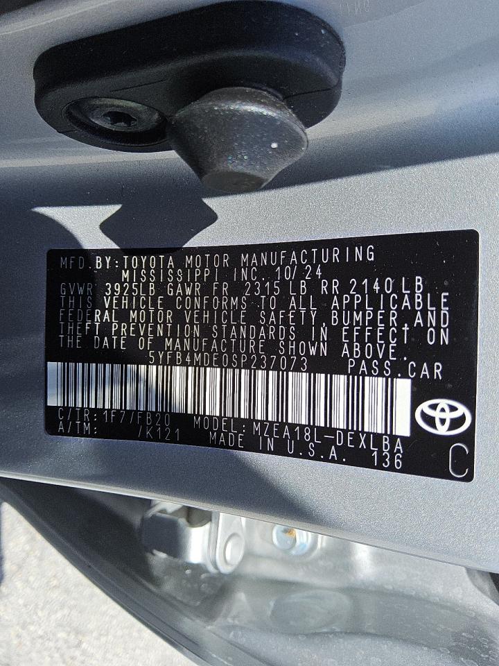 2025 Toyota Corolla Le VIN: 5YFB4MDE0SP237073 Lot: 55935795