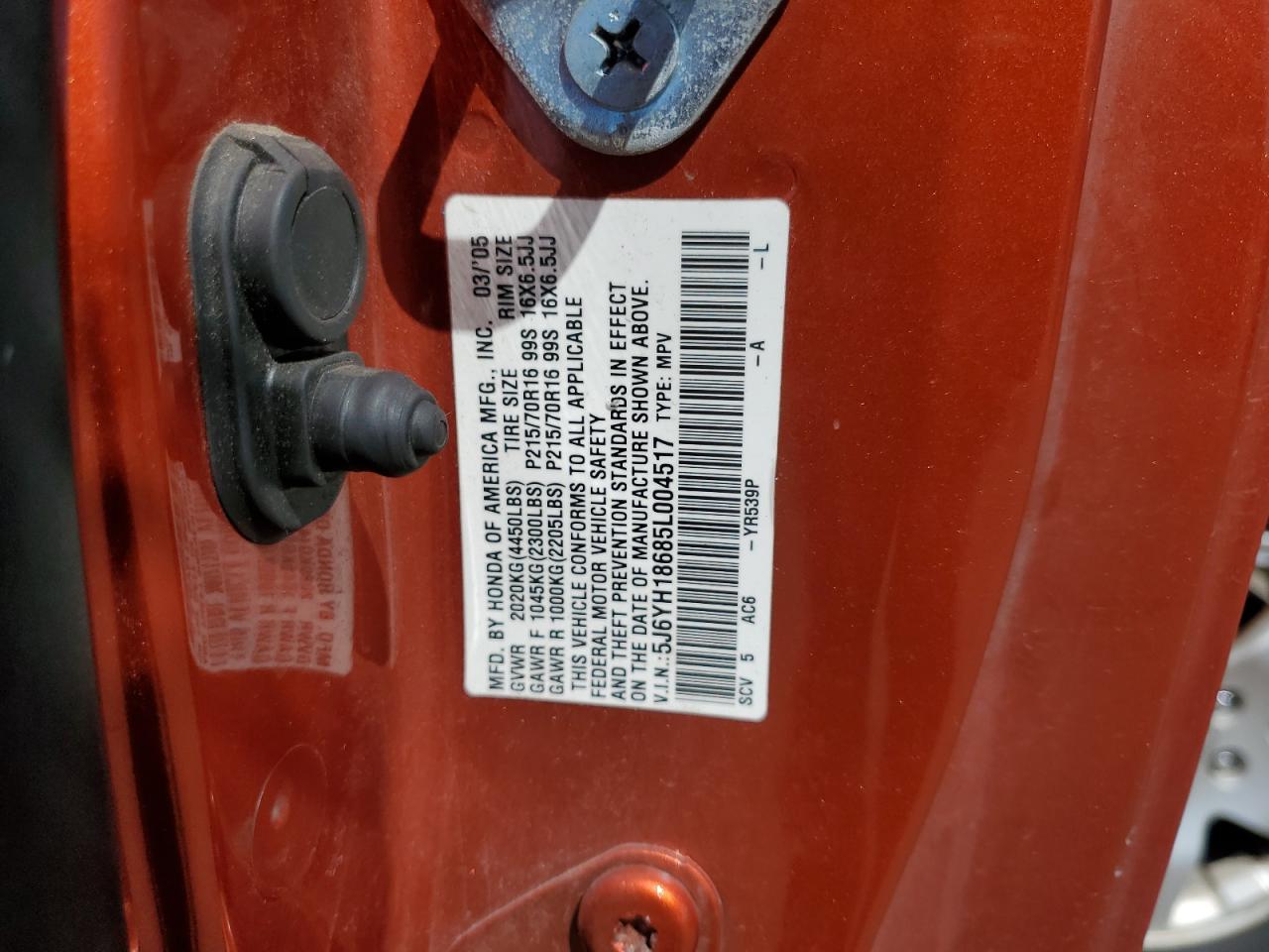 2005 Honda Element Ex VIN: 5J6YH18685L004517 Lot: 57048515