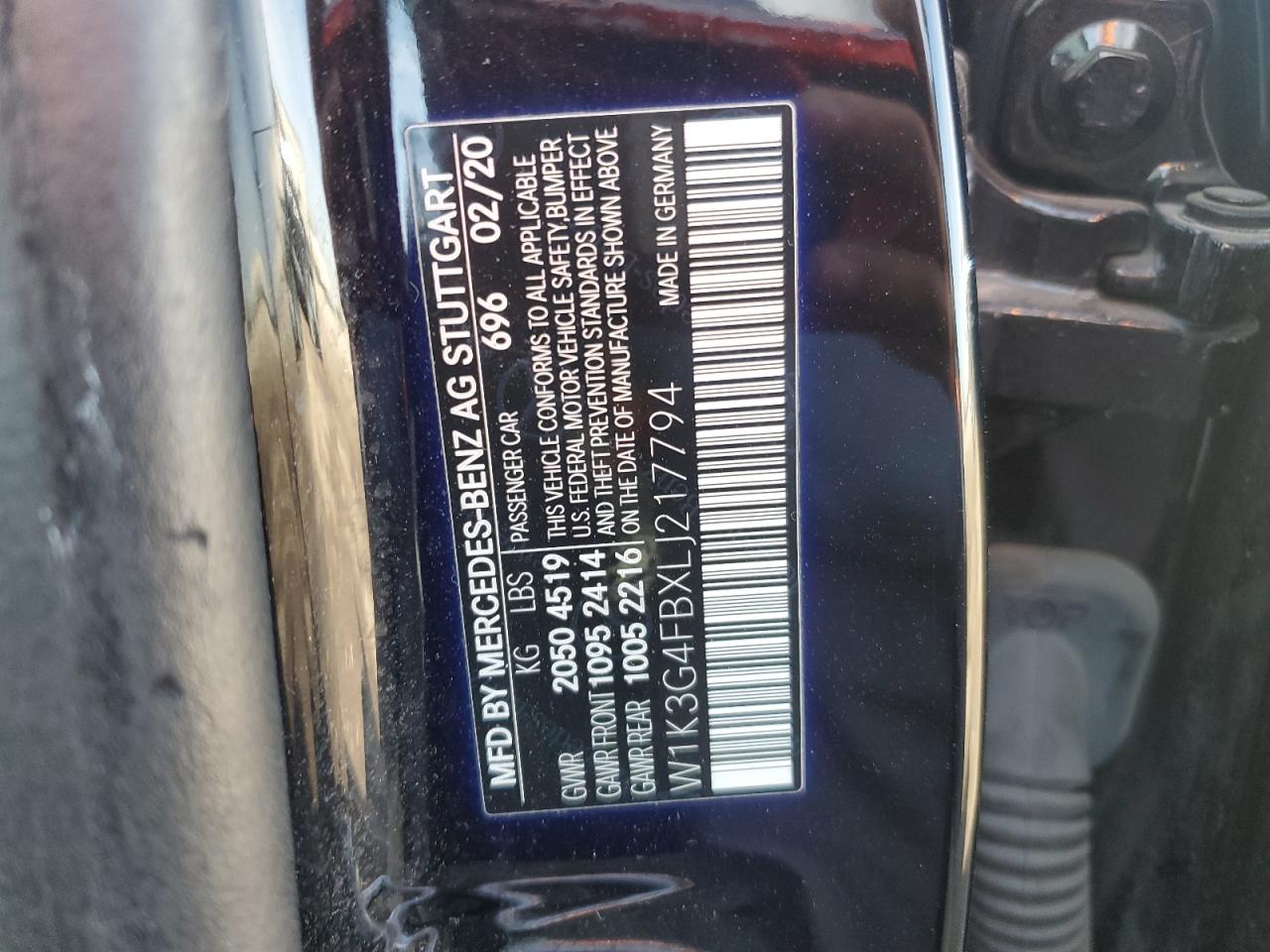 2020 Mercedes-Benz A 220 4Matic VIN: W1K3G4FBXLJ217794 Lot: 56295085